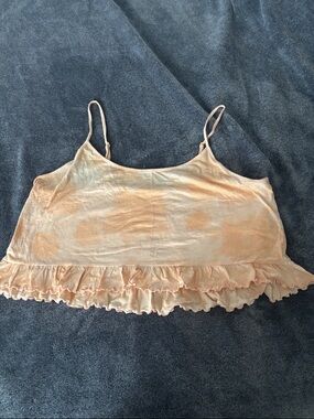 Peach Ruffle Trim Cropped Cami Top - Women